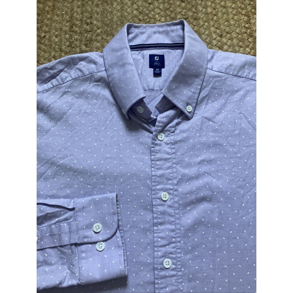 FootJoy 1857 Mens Purple Micro Dash Cotton Stretch Button Down‎ Shirt Medium